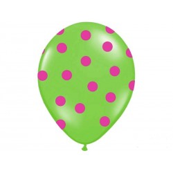Balon pastelowy zielony w różowe kropki 12cali 30cm 1szt