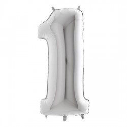 Balony Cyfry 0-9 Srebrne 102 cm