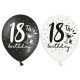 Balony na 18 urodziny czarne i białe 12cali 30cm 6szt Strong