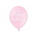 Balony pastelowe Happy Birthday jasnoróżowe 12cali 30cm 6szt