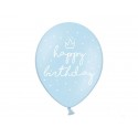 Balony pastelowe Happy Birthday błękitne 12cali 30cm 6szt