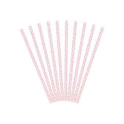 Słomki papierowe jasny róż 19,5cm 10szt