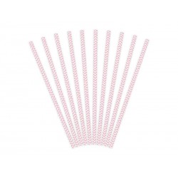 Słomki papierowe jasny róż 19,5cm 10szt