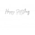 Baner Happy Birthday srebrny 62cm