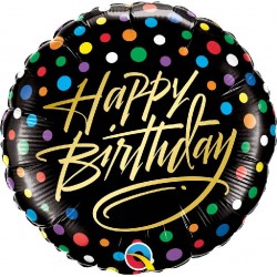Balon foliowy Happy Birthday czarny 46cm