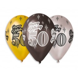 Balony Premium "Happy Birthday 50" 30cm  6szt