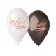 Balony Premium Happy Birthday białe i czarne 13cali 33cm 5szt