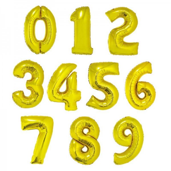 Balony Cyfry 0-9 złote 92 cm