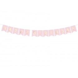 Baner Happy Birthday jasnoróżowy 15x175cm