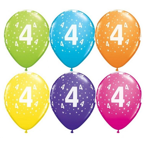 Balony pastelowe na 4 urodziny mix kolorów 11cali 28cm 6szt