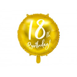Balon foliowy 18th Birthday złoty 18cali 45cm