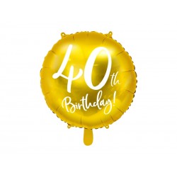 Balon foliowy 40th Birthday złoty 18cali 45cm