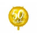 Balon foliowy 50th Birthday złoty 18cali 45cm