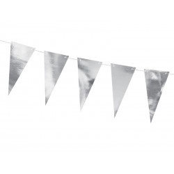 Girlanda papierowa flagietki srebrne 13cm 2.15m