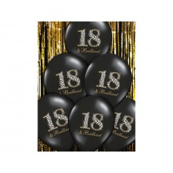 Balony 18 urodziny czarne 12cali 30cm 50szt Strong