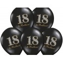 Balony pastelowe 18 urodziny czarne 12cali 30cm 50szt Strong