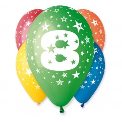 Balony na 8 urodziny 12cali 30cm 5szt
