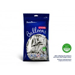 Balony metaliczne srebrne 11cali 27cm 50szt Strong
