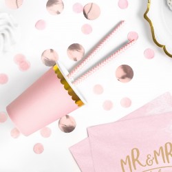 Kubeczki jasnoróżowe ze złotą falbanką 220ml 6szt