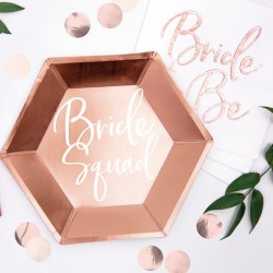 Talerzyki papierowe Bride squad rose gold 23cm 6szt