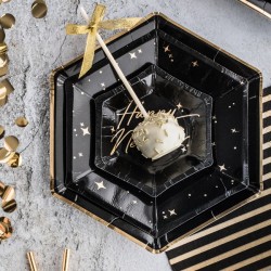 Talerzyki papierowe czarne 23cm 6szt