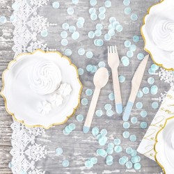 Sztućce drewniane jasnoniebieskie 16cm 18szt