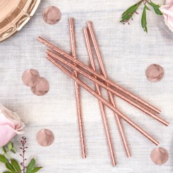 Słomki metaliczne papierowe rose gold 19,5cm 10szt