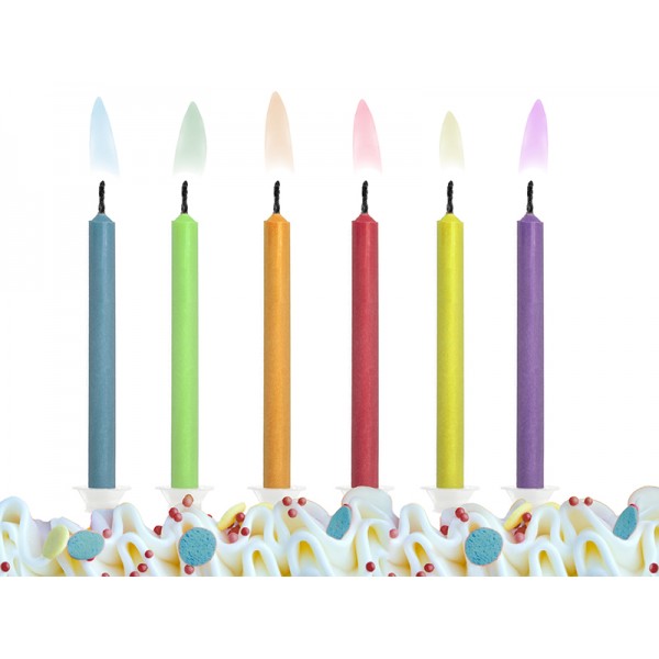 Świeczki urodzinowe Kolorowe Płomienie 6szt
