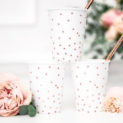 Kubeczki papierowe Kropki rose gold 260ml 6szt