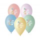 Balony pastelowe Happy Birthday Lis 13cali 33cm 6szt