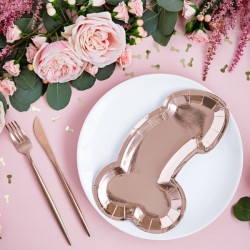 Talerzyki papierowe Penis rose gold 6szt