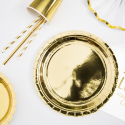 Talerzyki papierowe złote 23cm 6szt