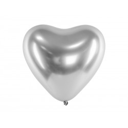 Balony chromowane serca srebrne 12cali 30cm 5szt