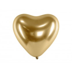 Balony chromowane Serca złote 12cali 30cm 5szt