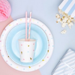 Słomki papierowe jasnoróżowe w paski 10szt