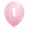 BALONY 1 NA PIERWSZE URODZINY RÓŻOWE 11 CALI, 30 CM, 6 SZTUK