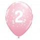 Balony na 2 urodziny jasnoróżowe 30cm 6szt