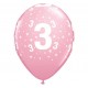 Balony na 3 urodziny jasnoróżowe 30cm 6szt