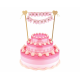 Topper na tort Happy Birthday jasnoróżowy 25cm