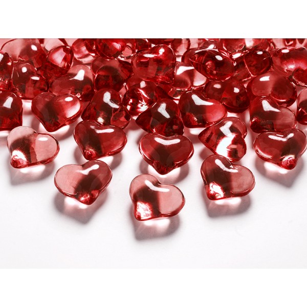 Kryształowe serca czerwone 21mm 30szt