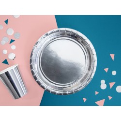 Talerzyki srebrne metalizowane 23cm 6szt