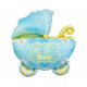Balon foliowy Wózek baby shower niebieski 60x60cm