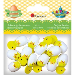 Drewniane dekoracje Kurczaki samoprzylepne 12szt