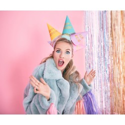 Czapeczki papierowe Happy Birthday mix kolorów 6szt