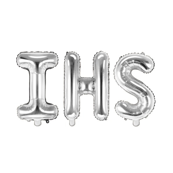 Balon foliowy napis IHS srebrny 35cm