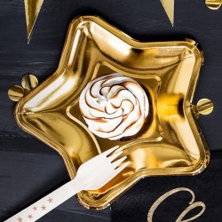 Talerzyki papierowe Gwiazdka złote 18cm 6szt