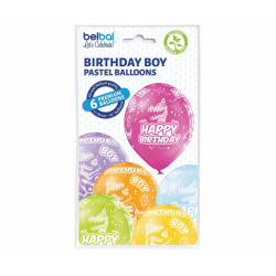 Balony Dinozaury Birthday Boy 12cali 30cm 6szt