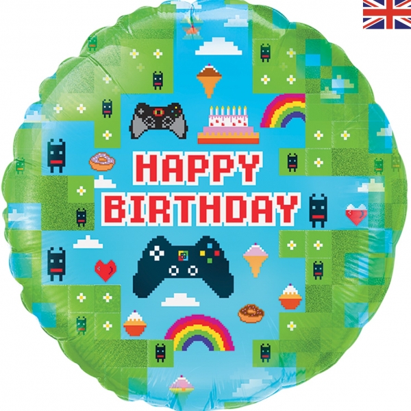 Balon foliowy Game Happy Birthday 18cali 46cm