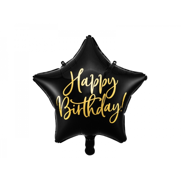 Balon foliowy Gwiazdka Happy Birthday czarny 15,5cali 40cm