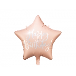 Balon foliowy Gwiazdka Happy Birthday jasny pudrowy róż15.5cali 40cm